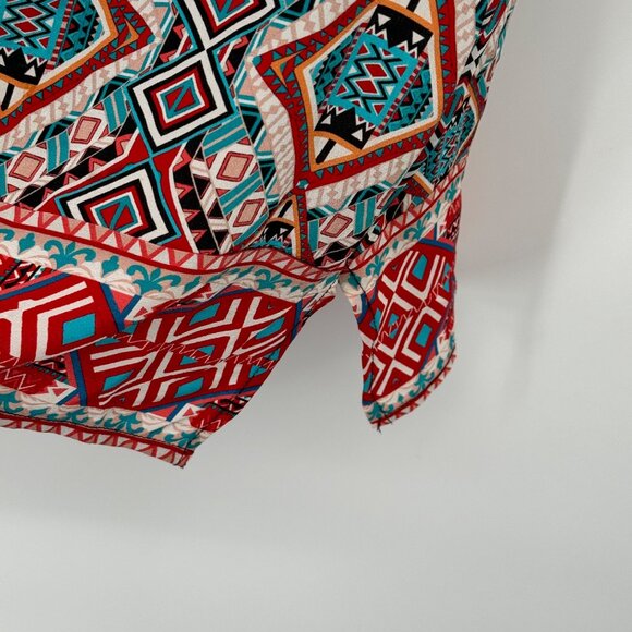 Tolani Women's size XS Silk Tunic mini Dress Multicolor Geometric Print - Picture 4 of 11